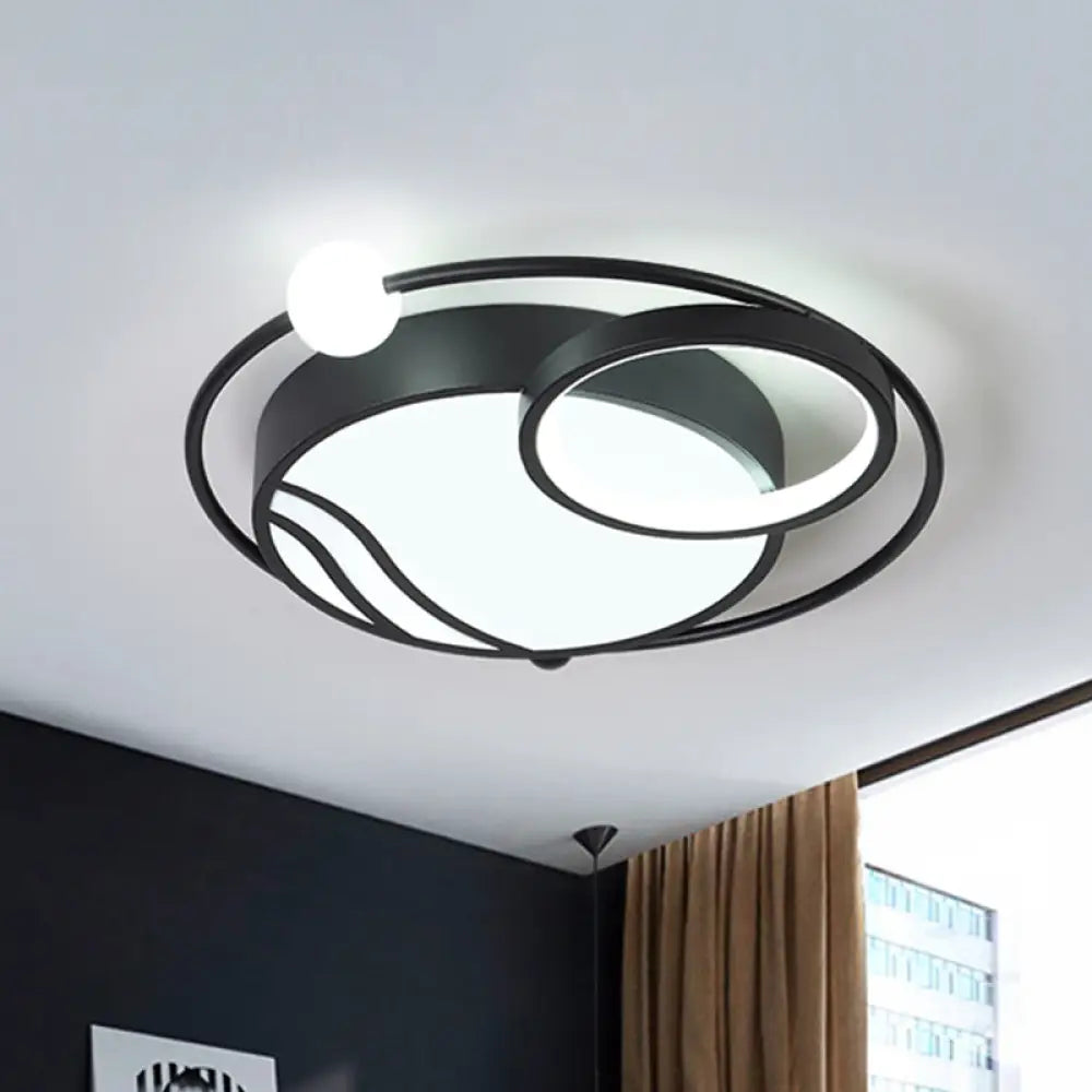 Modern Metal Ceiling Light Fixture Nordic Black/Gold Led Flushmount Lighting In Warm/White