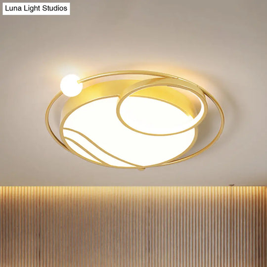 Modern Metal Ceiling Light Fixture Nordic Black/Gold Led Flushmount Lighting In Warm/White 16.5/20.5