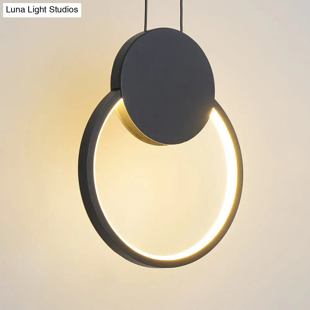 Modern Metal Ceiling Pendant Lamp In Led Black For Bedroom - Warm/White Light