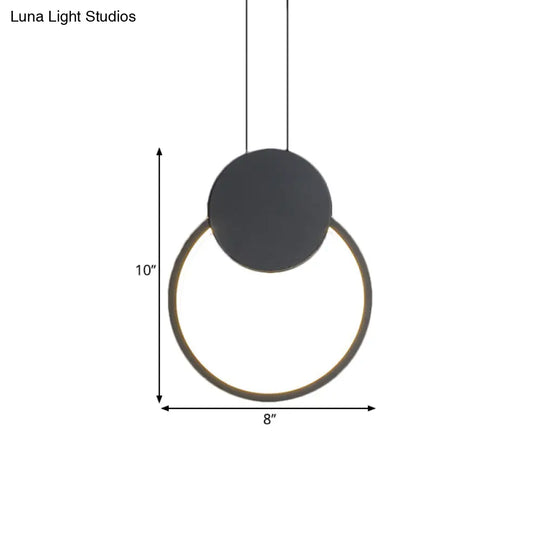 Modern Metal Ceiling Pendant Lamp Kit - Led Black Hanging Light In Warm/White For Bedroom