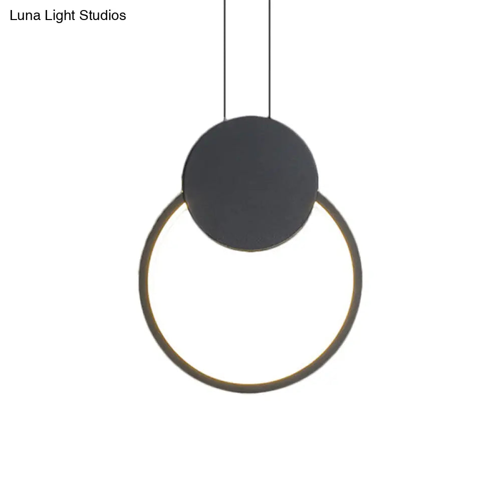 Modern Metal Ceiling Pendant Lamp In Led Black For Bedroom - Warm/White Light