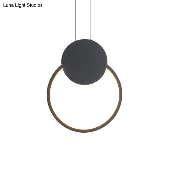 Modern Metal Ceiling Pendant Lamp In Led Black For Bedroom - Warm/White Light