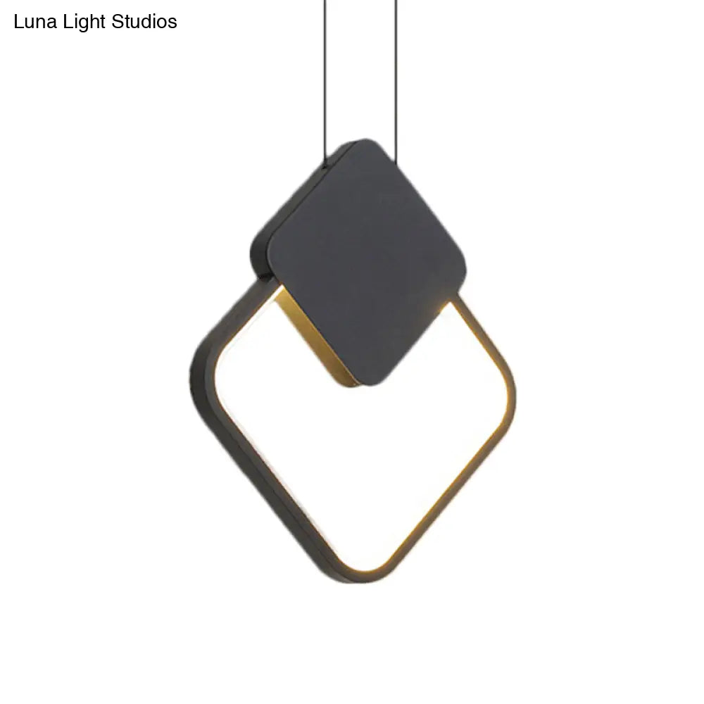 Modern Metal Ceiling Pendant Lamp Kit - Led Black Hanging Light In Warm/White For Bedroom