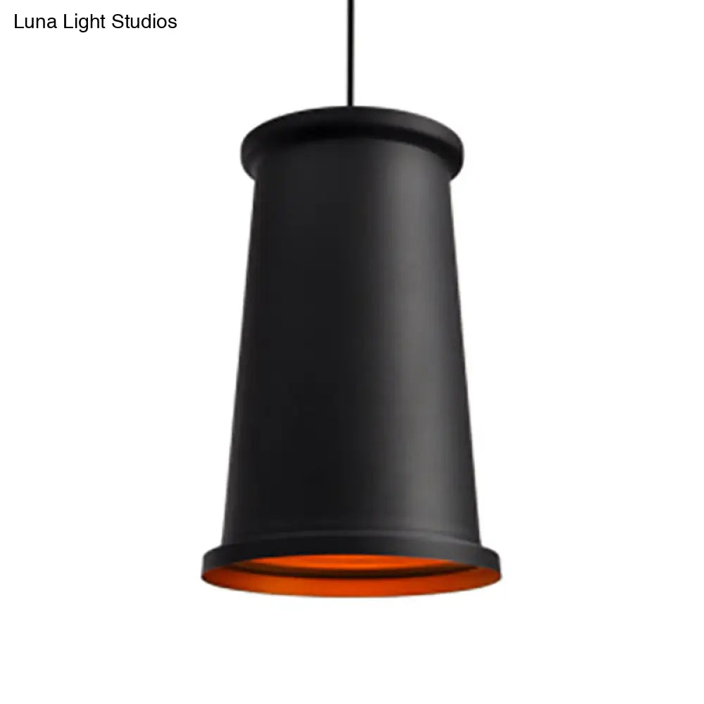 Modern Black/White Tapered Ceiling Pendant For Dining Room - Sleek Metal Hanging Light Black / B