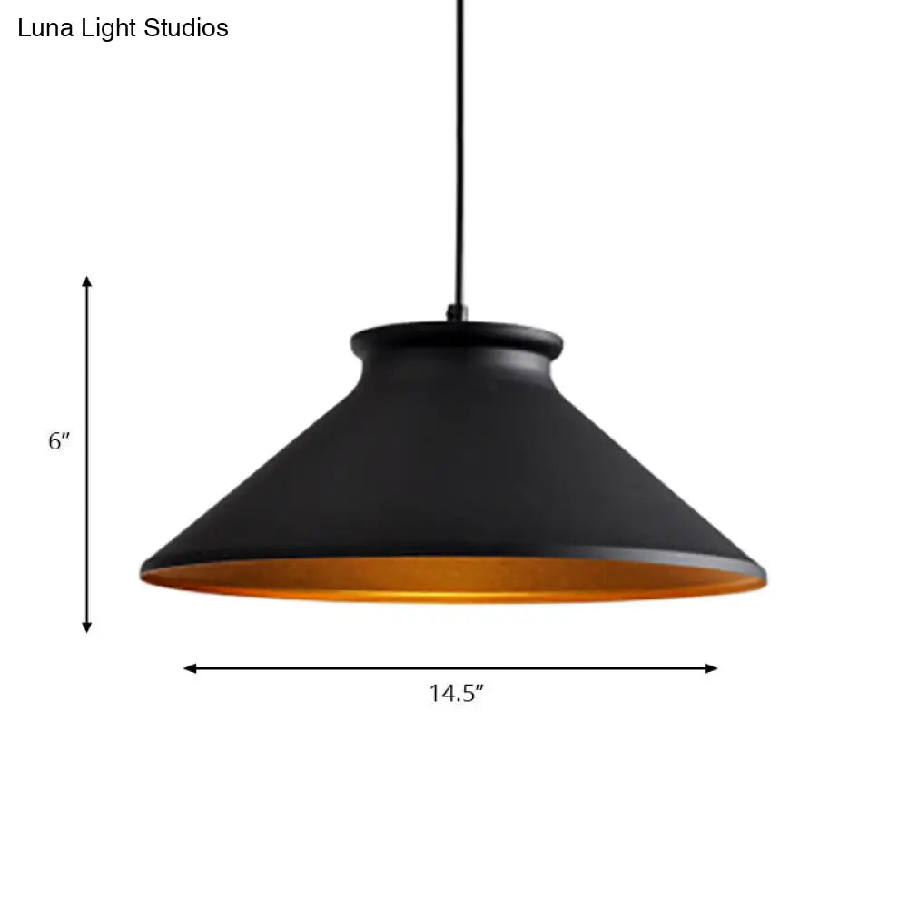 Modern Black/White Tapered Ceiling Pendant For Dining Room - Sleek Metal Hanging Light