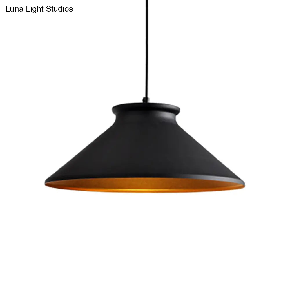 Modern Black/White Tapered Ceiling Pendant For Dining Room - Sleek Metal Hanging Light Black / C