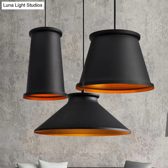 Modern Metal Ceiling Pendant Light For Dining Room - Black/White Tapered Hanging Design