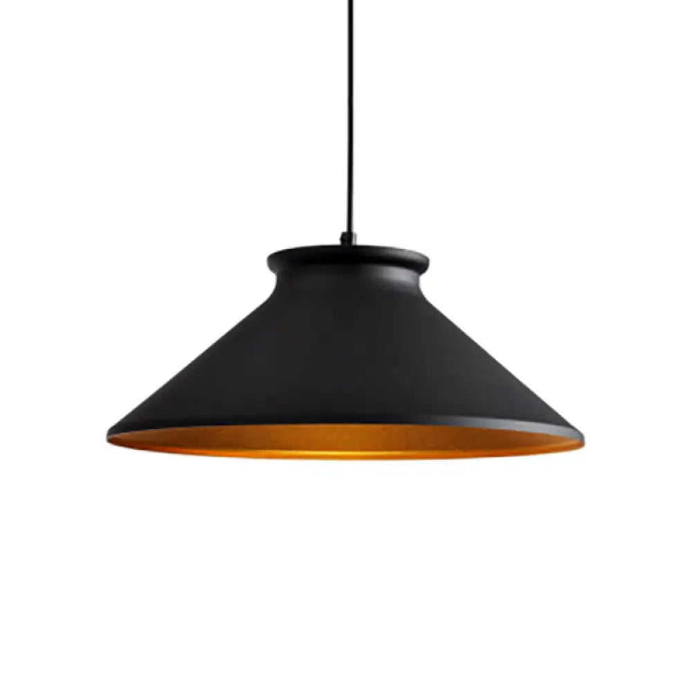 Modern Metal Ceiling Pendant Light For Dining Room - Black/White Tapered Hanging Design Black / C