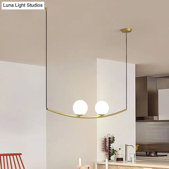 Modern Metal Chandelier: 2/3-Light Bubble Island Light In Black/Gold - Simple And Stylish