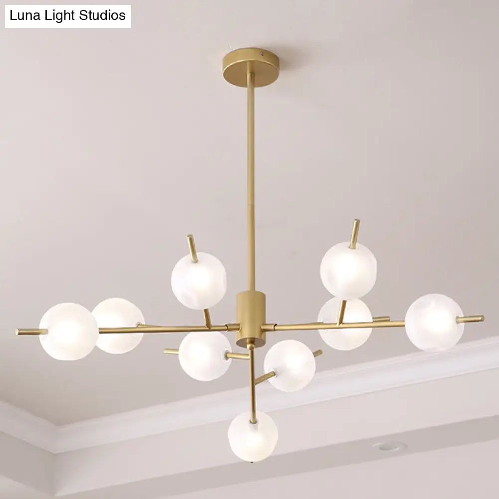 Modern Metal Branch Chandelier With 9/12 Bulbs Black/Gold Finish And Acrylic Ball Shade - Perfect