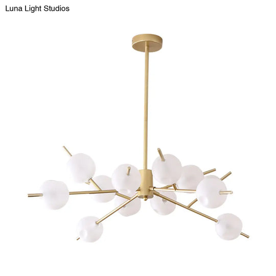 Modern Metal Chandelier - 9/12 Bulbs Bedroom Suspension Light In Black/Gold With Acrylic Shade
