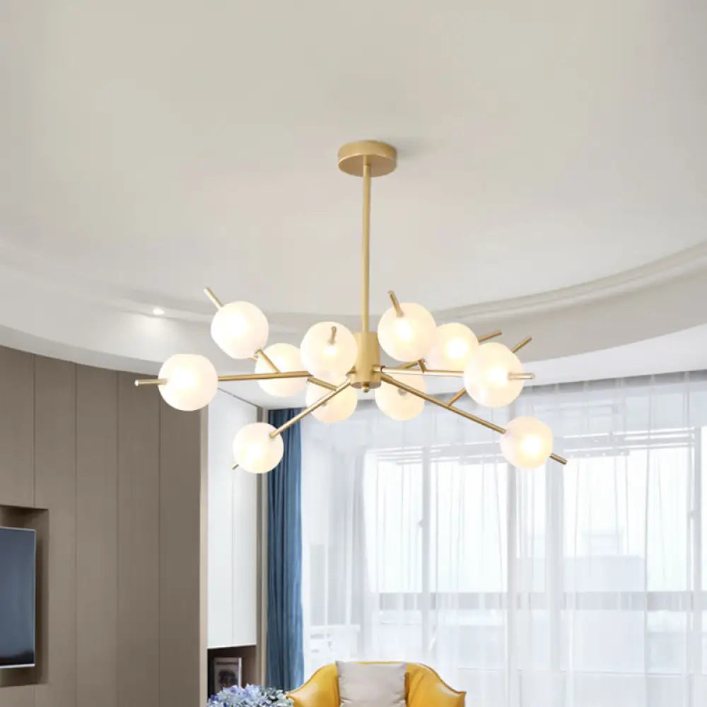 Modern Metal Chandelier - 9/12 Bulbs Bedroom Suspension Light In Black/Gold With Acrylic Shade 12 /