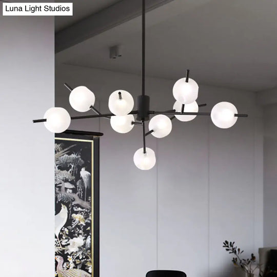 Modern Metal Branch Chandelier With 9/12 Bulbs Black/Gold Finish And Acrylic Ball Shade - Perfect