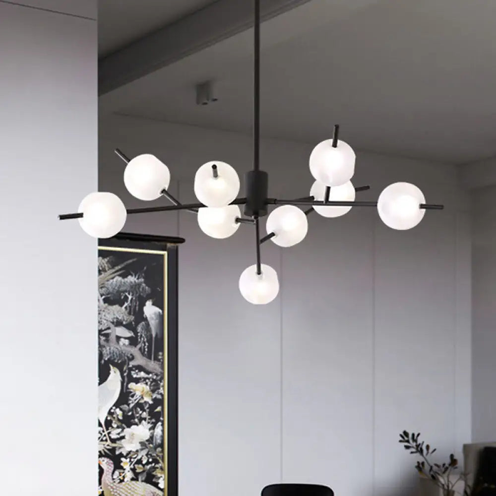 Modern Metal Chandelier - 9/12 Bulbs Bedroom Suspension Light In Black/Gold With Acrylic Shade 9 /