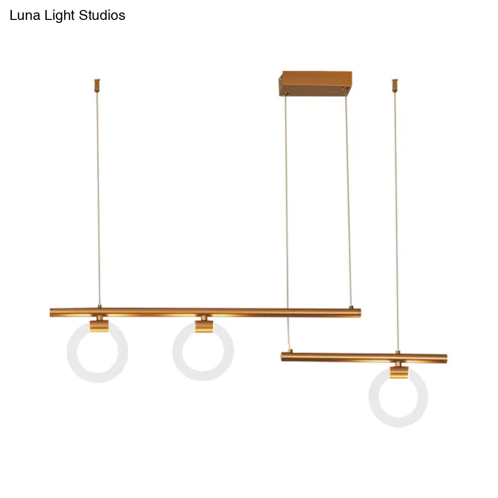 Modern Metal Chandelier Lamp - Round & Linear Design Led Gold Hanging Light Kit 33.5/39/47 Wide