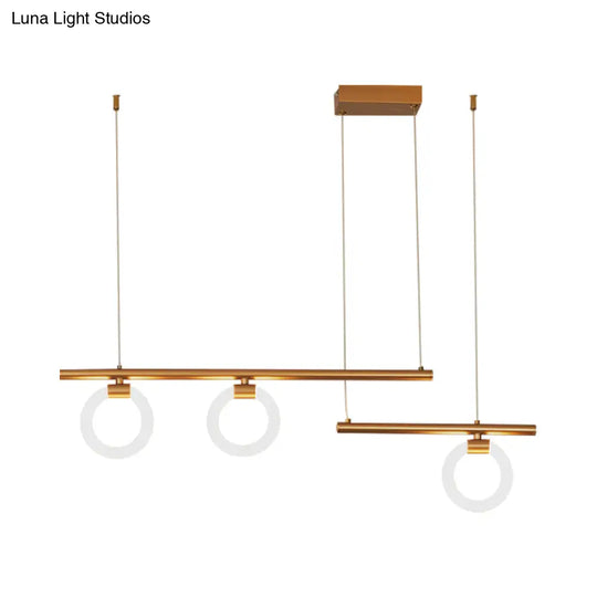 Modern Metal Chandelier Lamp - Round & Linear Design Led Gold Hanging Light Kit 33.5/39/47 Wide