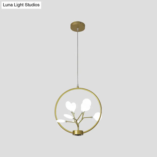 Modern Metal Circle Ceiling Light With Firefly Design - 9-Bulb Corridor Chandelier