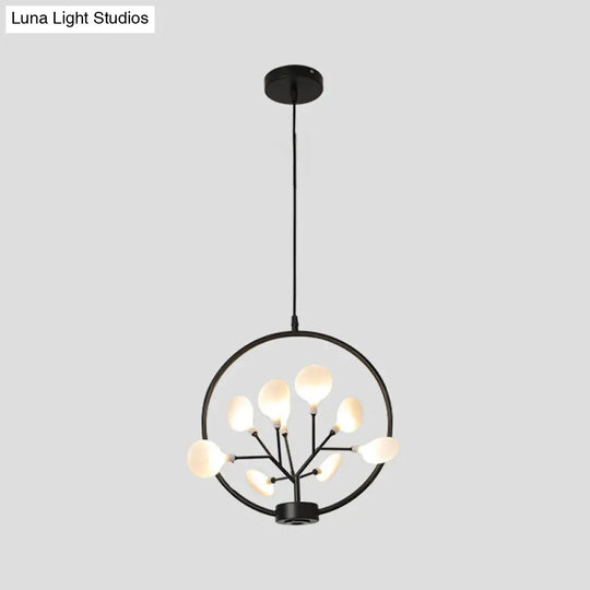 Modern Metal Circle Ceiling Light With Firefly Design - 9-Bulb Corridor Chandelier