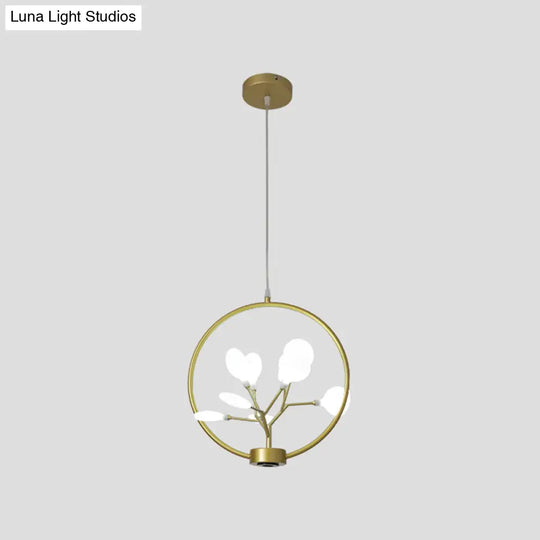 Modern Metal Circle Hanging Ceiling Light - 9 Bulbs Chandelier With Firefly Design