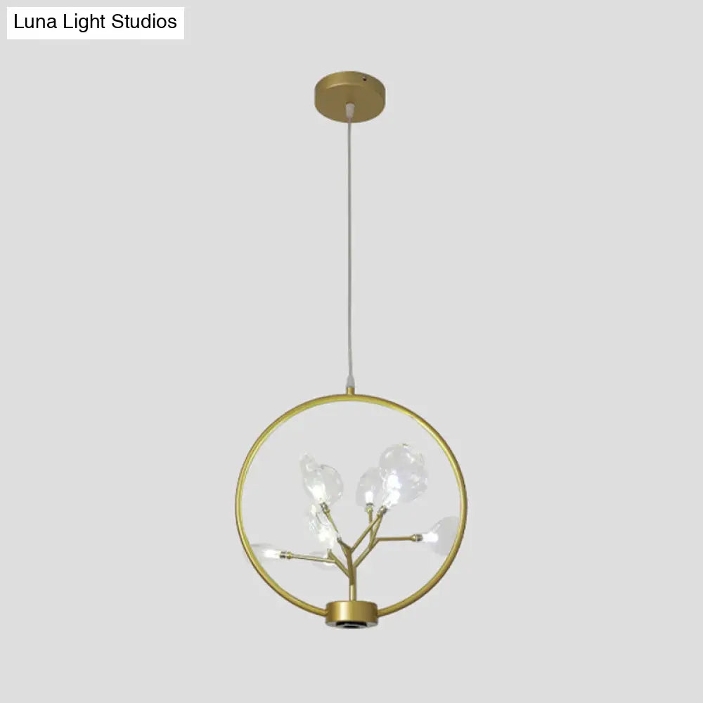 Modern Metal Circle Ceiling Light With Firefly Design - 9-Bulb Corridor Chandelier Gold / C