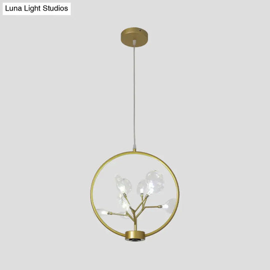 Modern Metal Circle Ceiling Light With Firefly Design - 9-Bulb Corridor Chandelier Gold / C