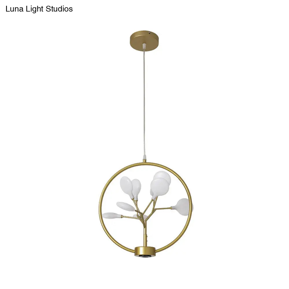 Modern Metal Circle Ceiling Light With Firefly Design - 9-Bulb Corridor Chandelier Gold / A