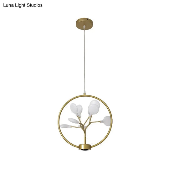 Modern Metal Circle Ceiling Light With Firefly Design - 9-Bulb Corridor Chandelier Gold / A