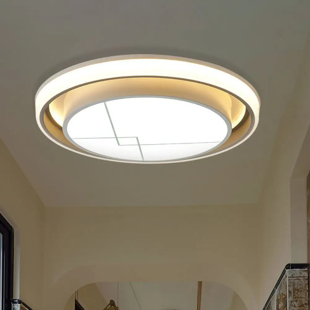 Modern Metal Circle Led Ceiling Flush Mount Light Fixture - White Bedroom Lighting (Warm/White) /
