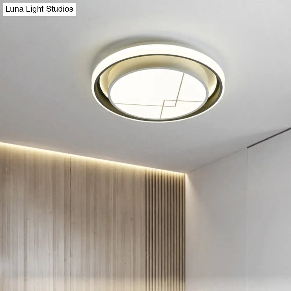 Modern Metal Circle Led Ceiling Flush Mount Light Fixture - White Bedroom Lighting (Warm/White)