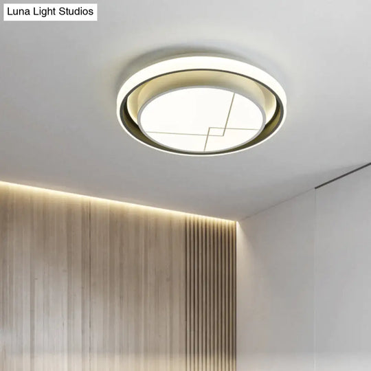 Modern Metal Circle Led Ceiling Flush Mount Light Fixture - White Bedroom Lighting (Warm/White)