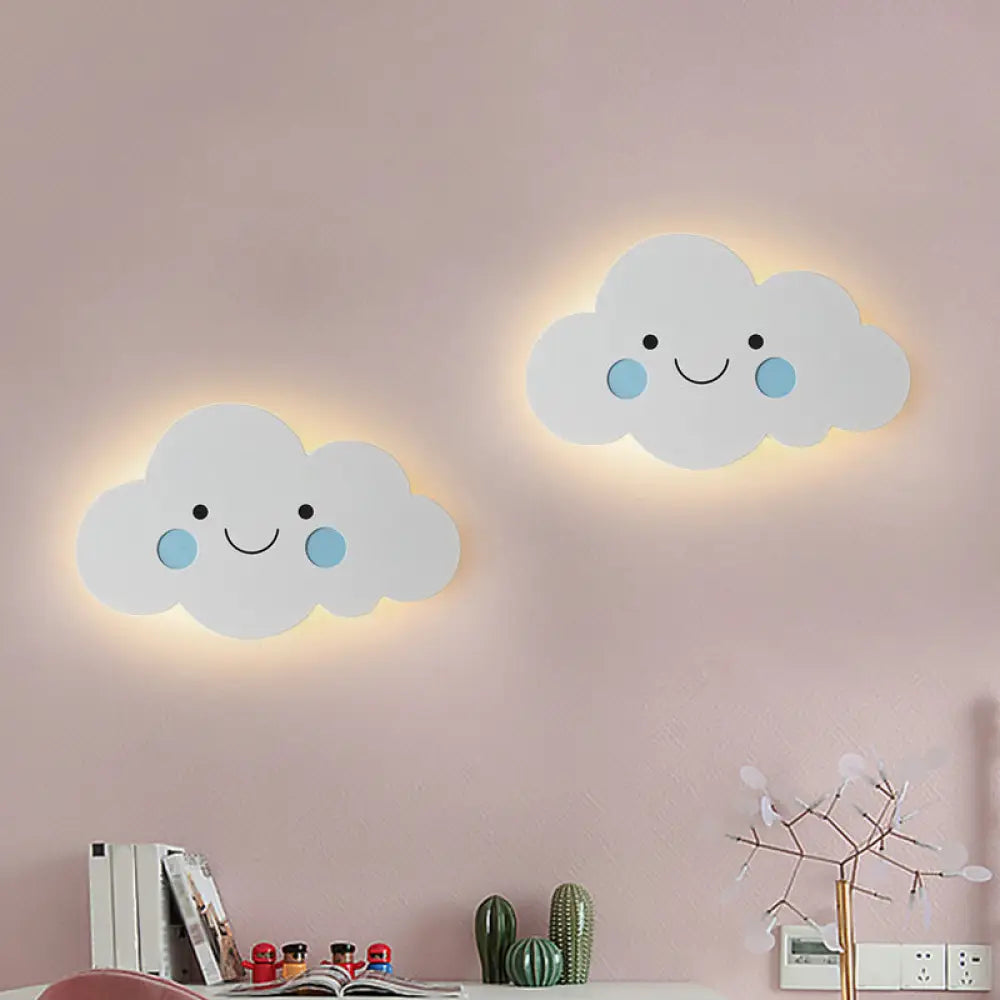 Modern Metal Cloud Wall Light - Pink/Blue Led Sconce For Bedroom Blue