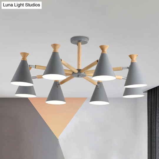 Modern Metal Chandelier With Wood Cork And 8 Bulbs For Living Room