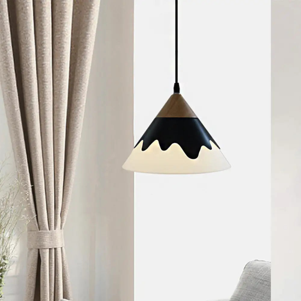 Modern Metal Cone Pendant Light Fixture For Dining Room In White/Gray/Black Black