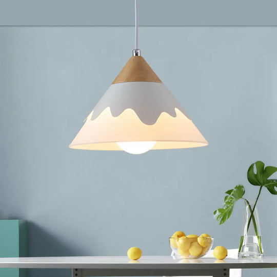 Modern Metal Cone Pendant Light Fixture For Dining Room In White/Gray/Black White