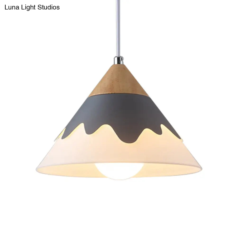 Modern Metal Cone Hanging Pendant Light Fixture | 1-Light White/Gray/Black Ideal For Dining Room