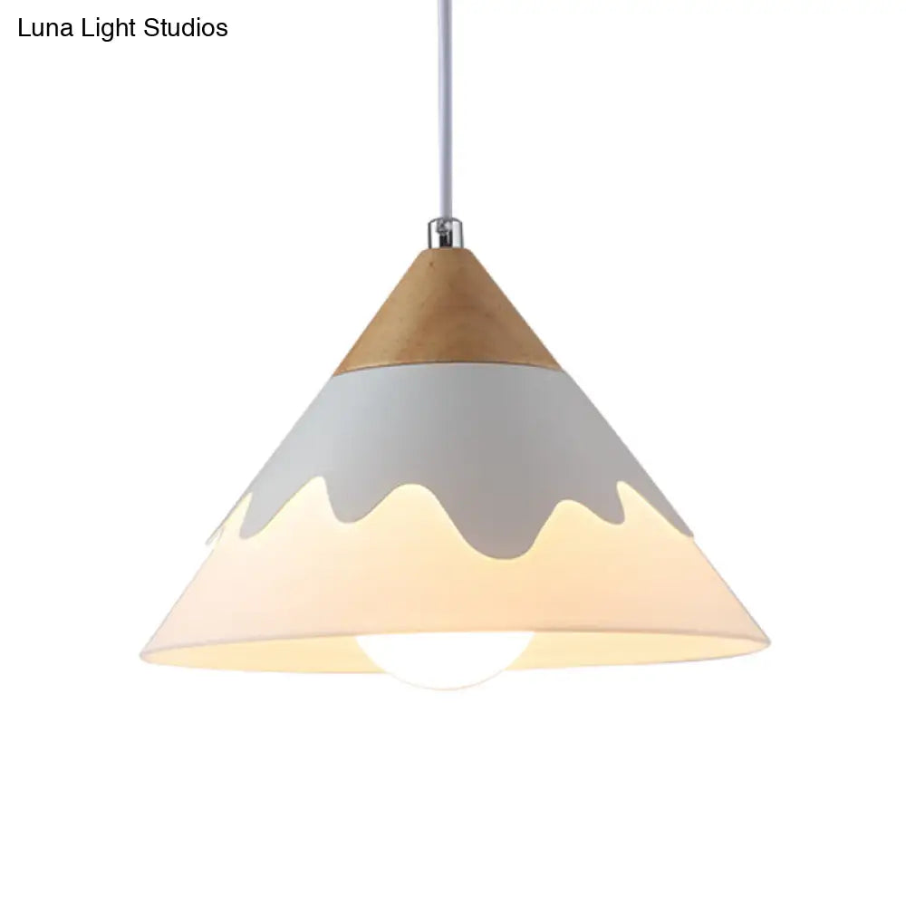 Modern Metal Cone Hanging Pendant Light Fixture | 1-Light White/Gray/Black Ideal For Dining Room