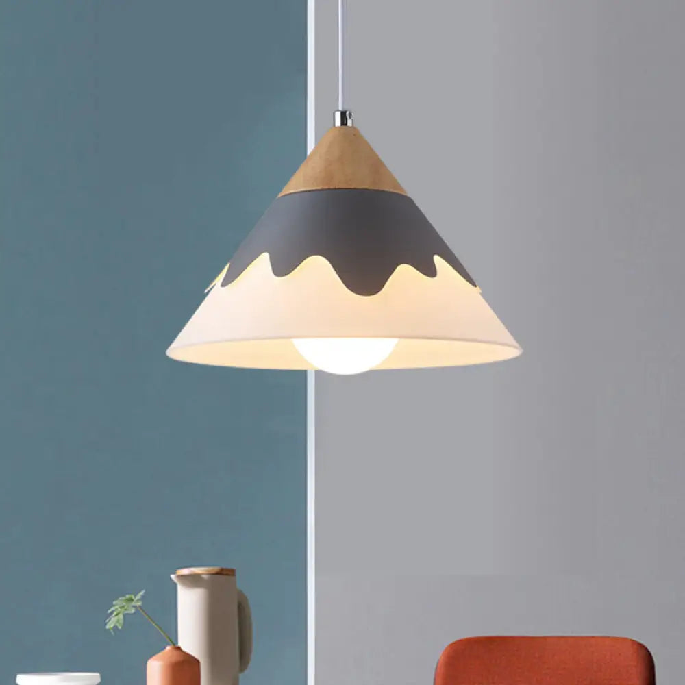 Modern Metal Cone Pendant Light Fixture For Dining Room In White/Gray/Black Grey