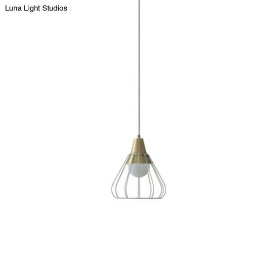 Modern Metal Cone Pendant Lighting - 1 Light Hanging Lamp With Wire-Cage Shade (9/13 Wide)