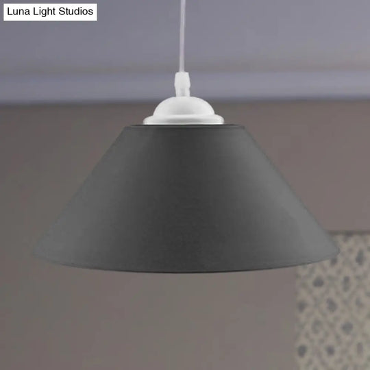 Modern Metal Pendant Light With Adjustable Cord - Black/Gray/Dark Green Shade For Living Room