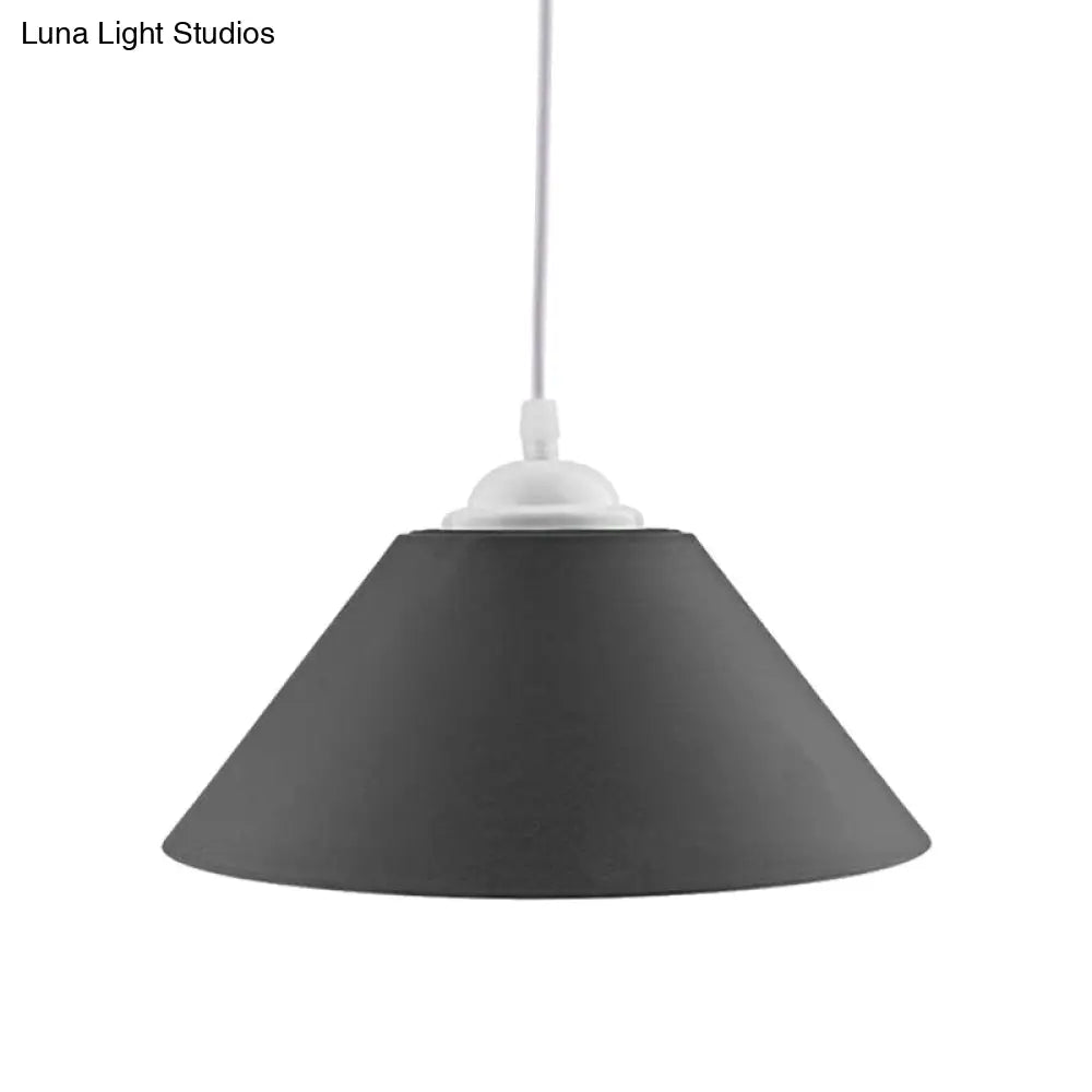 Modern Metal Pendant Light With Adjustable Cord - Black/Gray/Dark Green Shade For Living Room