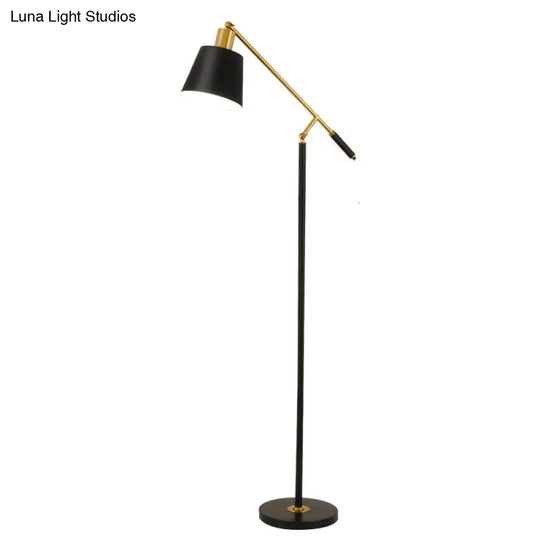 Modern Metal Conic Stand Floor Lamp With Balance Arm - Single Black Finish