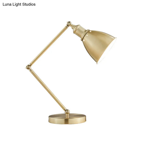 Modern Metal Conical Table Lamp With Swing Arm In Gold - Perfect Nightstand Lighting For Living Room