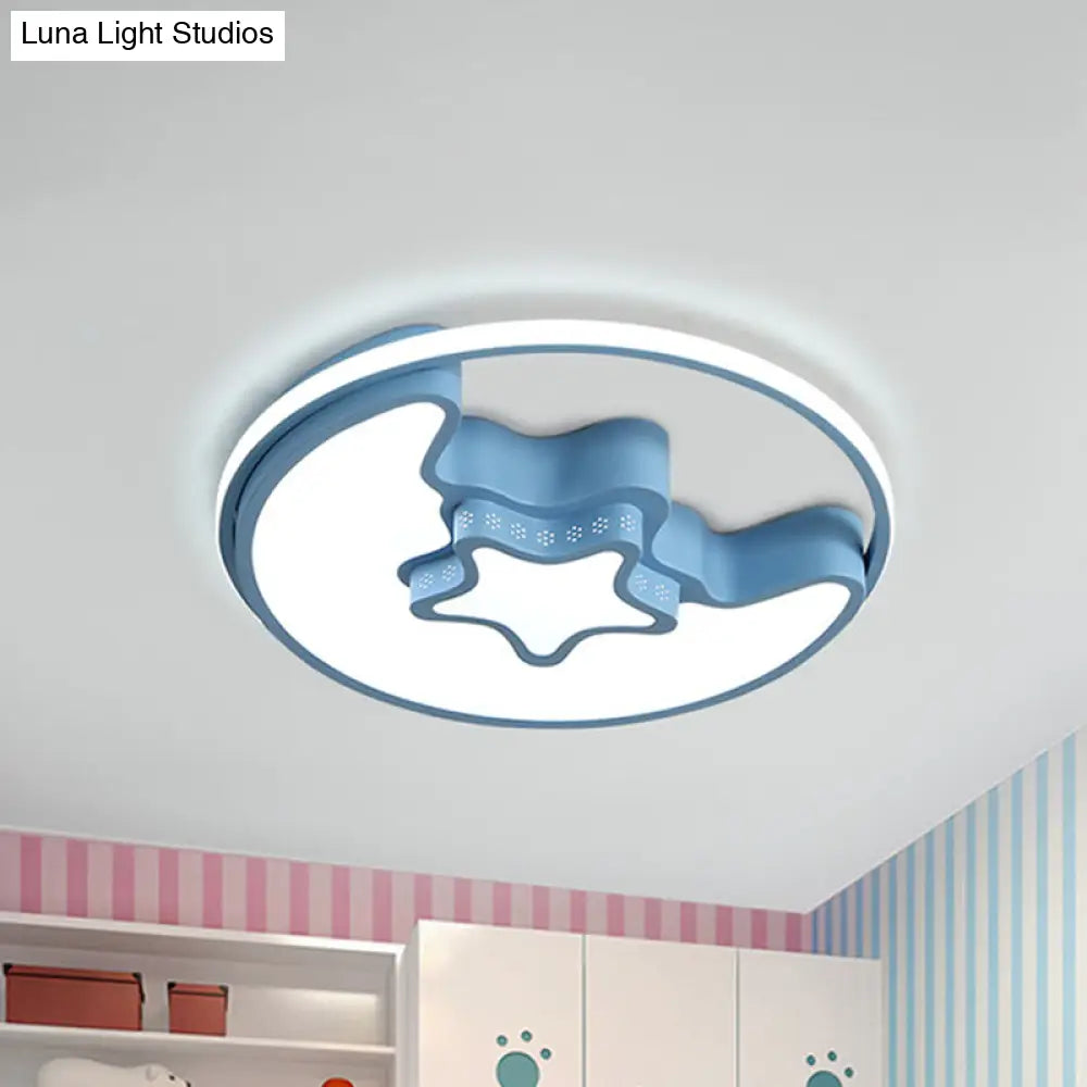 Modern Metal Crescent And Star Ceiling Mount Light - Flush For Nursing Room