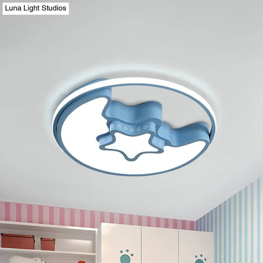 Modern Metal Crescent And Star Ceiling Mount Light - Flush For Nursing Room