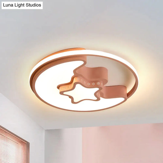 Modern Metal Crescent And Star Ceiling Mount Light - Flush For Nursing Room