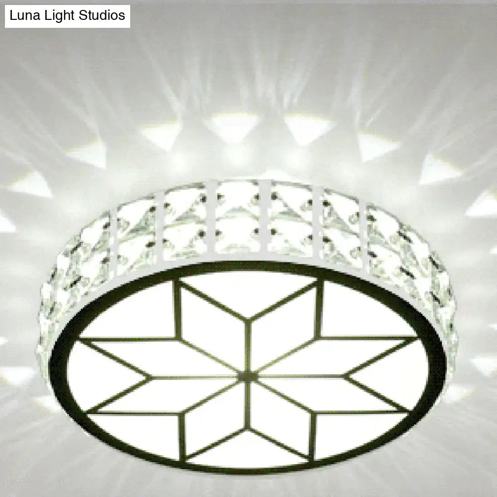 Modern Metal Crystal Ceiling Lamp For Hallway Dinning Room 6W/12W Glass Lampshade Round Aisle