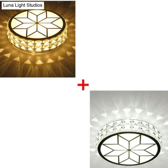 Modern Metal Crystal Ceiling Lamp For Hallway Dinning Room 6W/12W Glass Lampshade Round Aisle