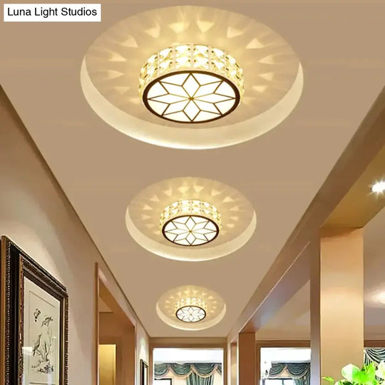 Modern Metal Crystal Ceiling Lamp For Hallway Dinning Room 6W/12W Glass Lampshade Round Aisle