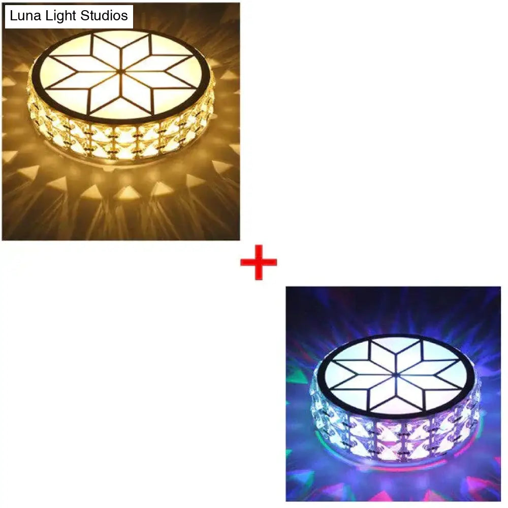 Modern Metal Crystal Ceiling Lamp For Hallway Dinning Room 6W/12W Glass Lampshade Round Aisle