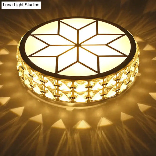 Modern Metal Crystal Ceiling Lamp For Hallway Dinning Room 6W/12W Glass Lampshade Round Aisle